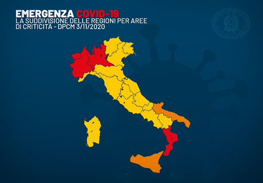 Coronavirus: zone gialle, arancio e rosse e le novità del DPCM 3 novembre 2020