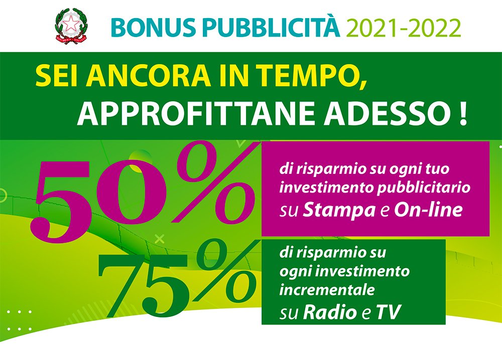 Bonus pubblicità al 50% anche per gli investimenti 2021 su radio e tv