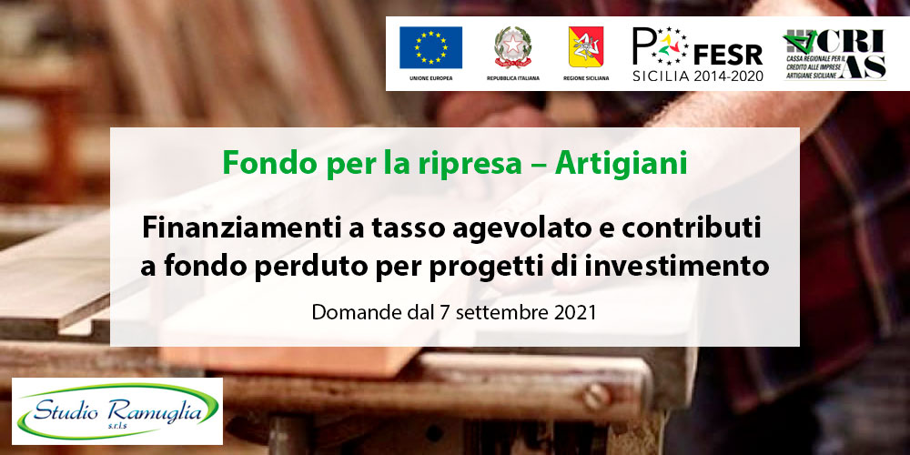 Fondo Artigiani – Finanziamenti a tasso agevolato e contributi a fondo perduto al via dal 7 settembre
